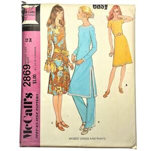 McCall's 2869 Vintage Sewing Pattern Misses' Dress & Pants Size 12 Uncut